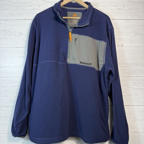 Timberland 1/4 Zip Fleece Jacket Mens 2XL Blue Long Sleeve Mock Neck Pro - Picture 1 of 4